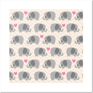 Cute elephants pattern Posters and Art